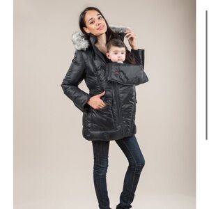 XL M Coat Maternity 3 in 1 coat Night Black - baby wearing coat maternity winter